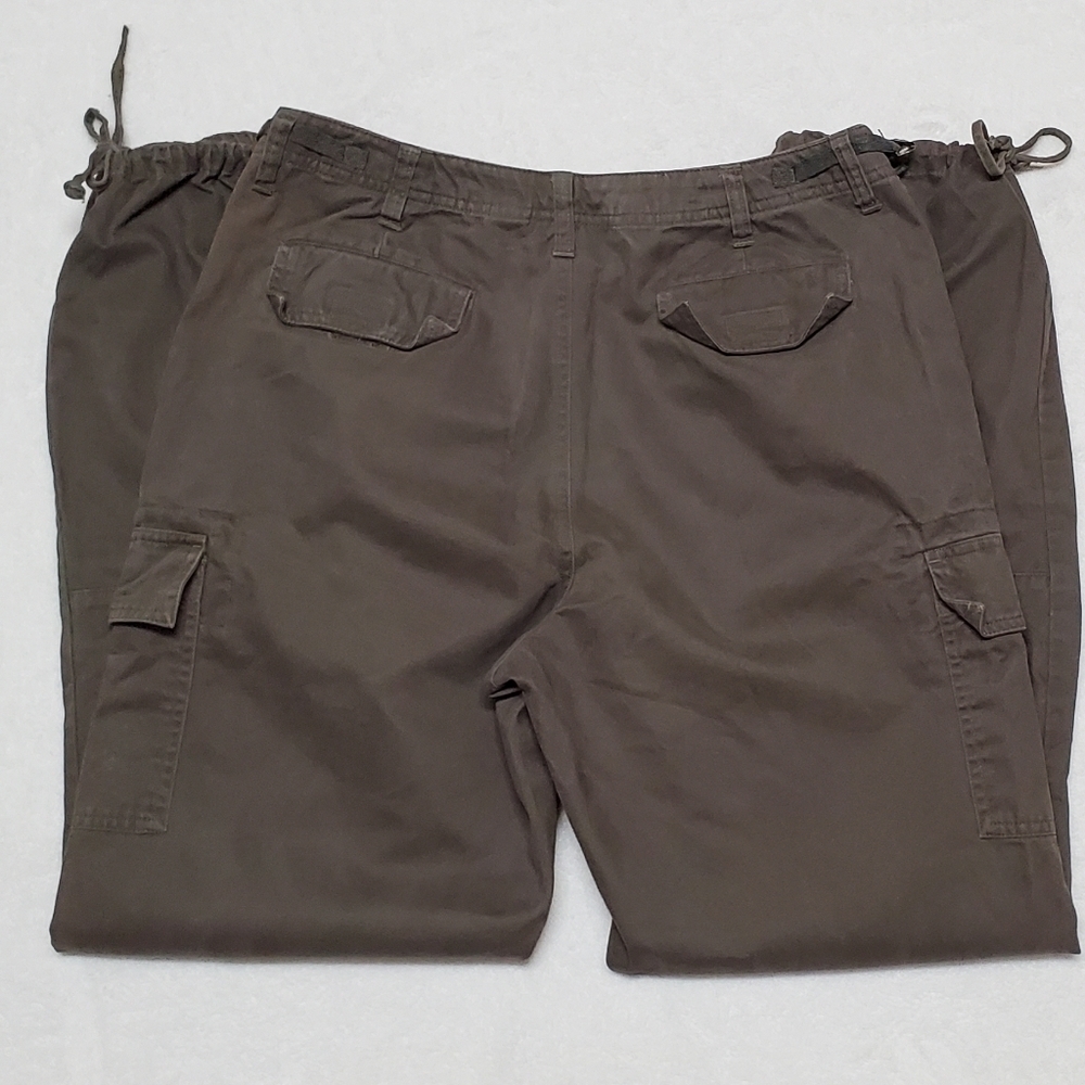 Vintage 1990s Carolina Blues Army Green Khaki Cargo Cropped Ankle Tie Pants - Picture 11 of 14